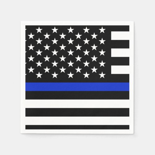 Thin Blue Line American Flag Paper Napkins