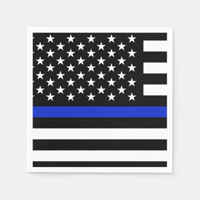 Thin Blue Line American Flag Paper Napkins (Front)
