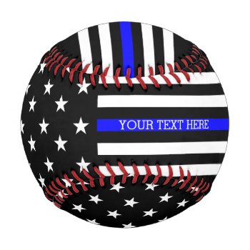 Thin Blue Line - American Flag Personalized Custom Baseball by American_Police at Zazzle
