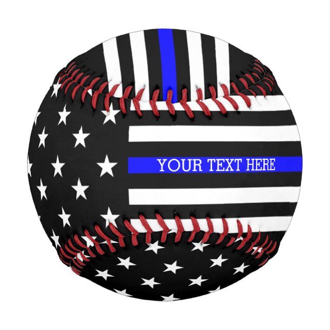Thin Blue Line - American Flag Personalized Custom Baseball (Front)