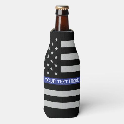 Thin Blue Line _ American Flag Personalized Custom Bottle Cooler