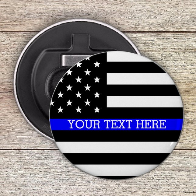 Thin Blue Line - American Flag Personalized Custom Bottle Opener (Creator Uploaded)