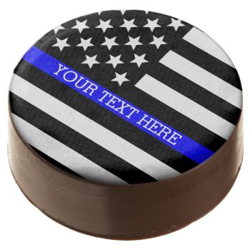 Thin Blue Line - American Flag Personalized Custom Chocolate Covered Oreo by American_Police at Zazzle