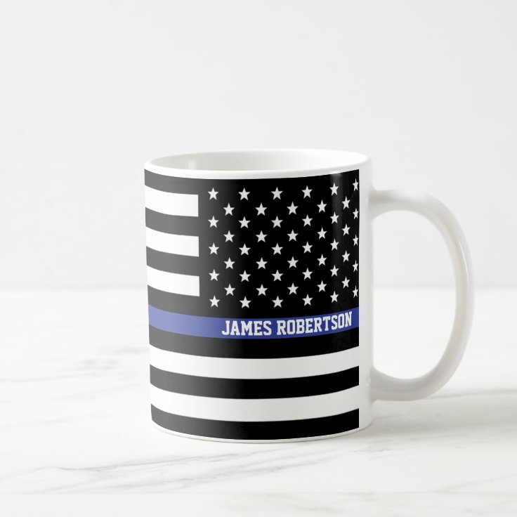 Thin Blue Line - American Flag Personalized Custom Coffee Mug | Zazzle