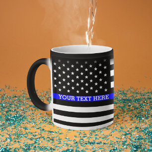 Thin Blue Line - American Flag Personalized Custom Color Morph Mug