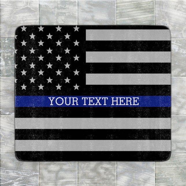Thin Blue Line - American Flag Personalized Custom Cutting Board (Creator Uploaded)
