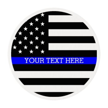 Thin Blue Line - American Flag Personalized Custom Edible Frosting Rounds by American_Police at Zazzle
