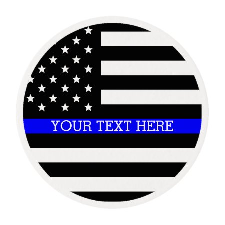 Thin Blue Line - American Flag Personalized Custom Edible Frosting Rou