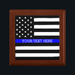 Thin Blue Line - American Flag Personalized Custom Keepsake Box<br><div class="desc">Thin Blue Line - American Flag Personalized Custom Tile Gift Box Just for you.</div>