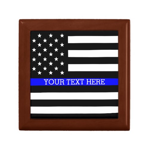 Thin Blue Line _ American Flag Personalized Custom Keepsake Box