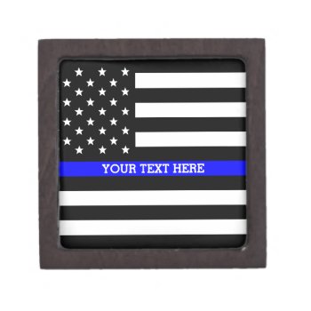 Thin Blue Line - American Flag Personalized Custom Keepsake Box by American_Police at Zazzle