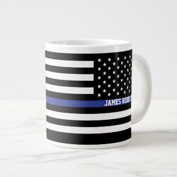 Thin Blue Line - American Flag Personalized Custom Large Coffee Mug by American_Police at Zazzle