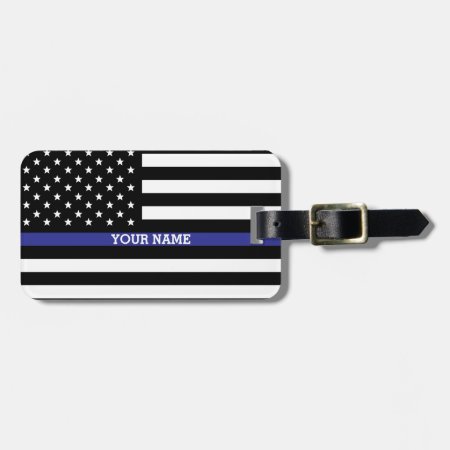 Thin Blue Line - American Flag Personalized Custom Luggage Tag