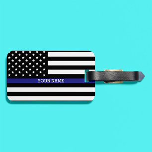Thin Blue Line - American Flag Personalized Custom Luggage Tag