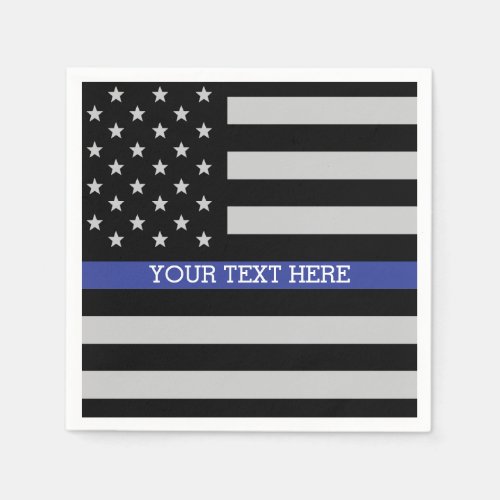 Thin Blue Line _ American Flag Personalized Custom Napkins