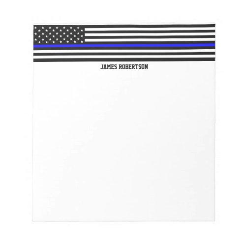 Thin Blue Line _ American Flag Personalized Custom Notepad