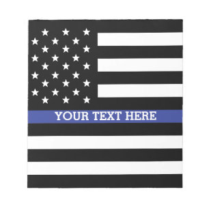 Thin Blue Line - American Flag Personalized Custom Notepad