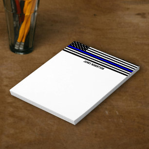 Thin Blue Line - American Flag Personalized Custom Notepad