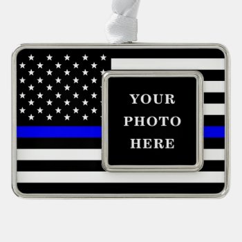 Thin Blue Line - American Flag Personalized Custom Ornament by American_Police at Zazzle