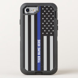 Thin Blue Line - American Flag Personalized Custom OtterBox Defender iPhone 8/7 Case
