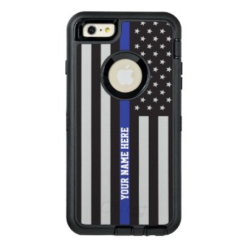 Thin Blue Line - American Flag Personalized Custom Otterbox Defender Iphone Case by American_Police at Zazzle
