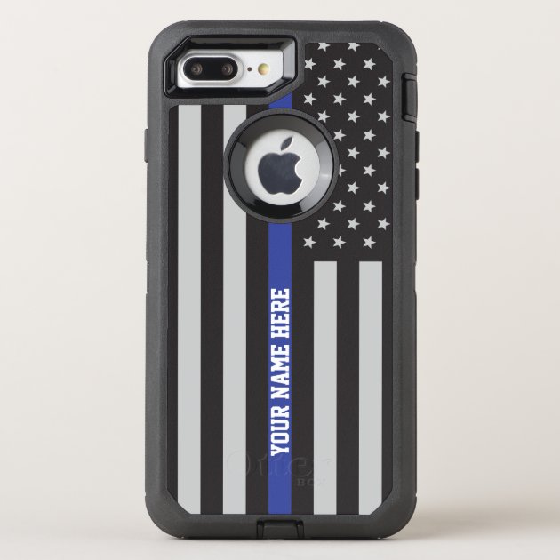 Thin Blue Line American Flag Personalized Custom Otterbox iPhone