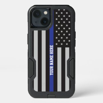 Thin Blue Line - American Flag Personalized Custom Iphone 13 Case by American_Police at Zazzle