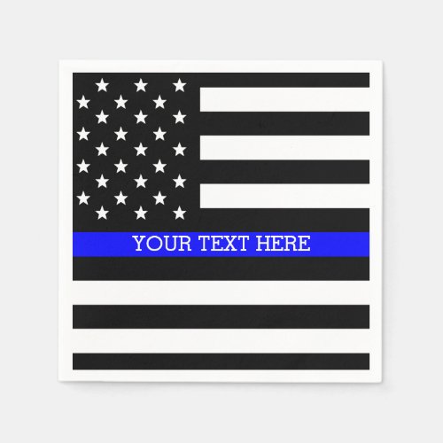 Thin Blue Line _ American Flag Personalized Custom Paper Napkins