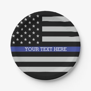 Thin Blue Line - American Flag Personalized Custom Paper Plates by American_Police at Zazzle