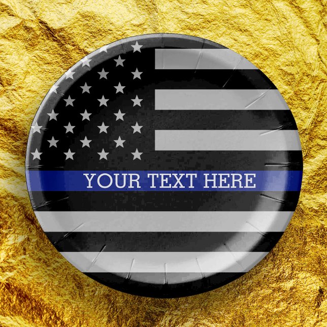 Thin Blue Line - American Flag Personalized Custom Paper Plates (Creator Uploaded)