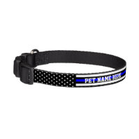 Thin Blue Line - American Flag Personalized Custom Pet Collar