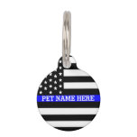 Thin Blue Line - American Flag Personalized Custom Pet Tag at Zazzle
