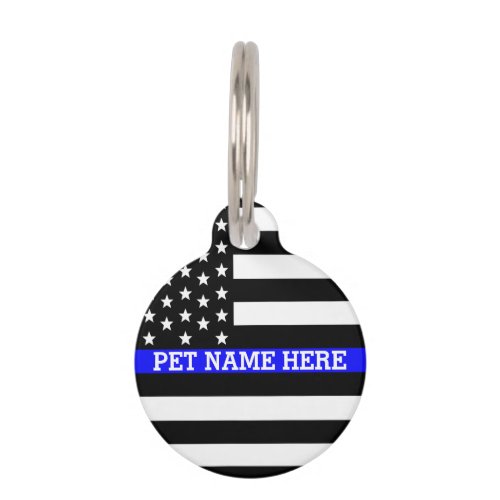 Thin Blue Line _ American Flag Personalized Custom Pet Tag