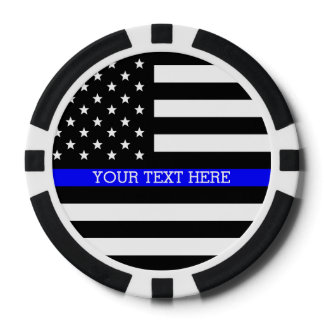 Thin Blue Line - American Flag Personalized Custom Poker Chip Set