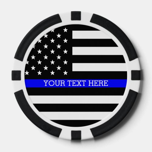 Thin Blue Line _ American Flag Personalized Custom Poker Chips