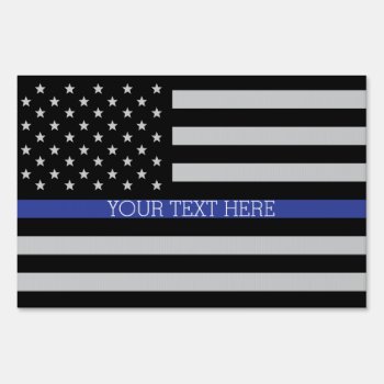Thin Blue Line - American Flag Personalized Custom Sign by American_Police at Zazzle
