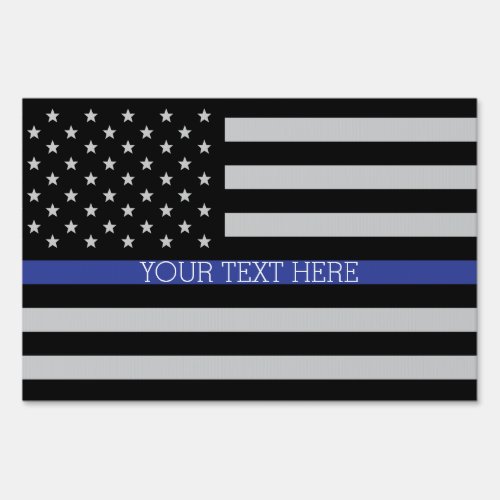 Thin Blue Line _ American Flag Personalized Custom Sign