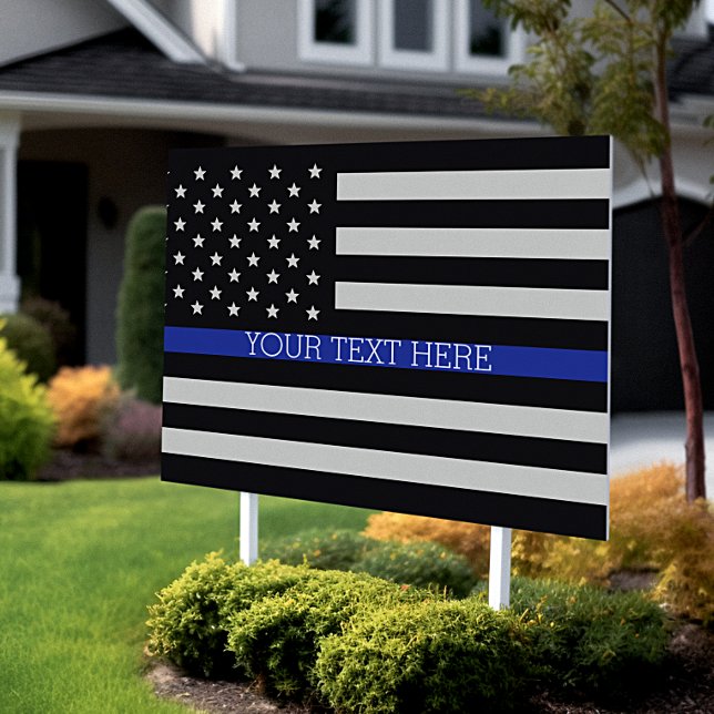 Thin Blue Line - American Flag Personalized Custom Sign (Creator Uploaded)