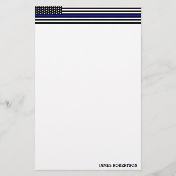 Thin Blue Line - American Flag Personalized Custom Stationery by American_Police at Zazzle