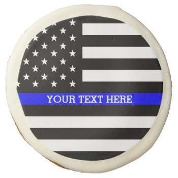 Thin Blue Line - American Flag Personalized Custom Sugar Cookie by American_Police at Zazzle