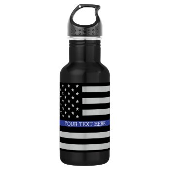 Thin Blue Line - American Flag Personalized Custom Water Bottle by American_Police at Zazzle