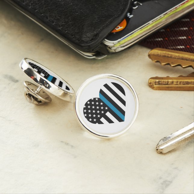 Thin Blue Line American Flag Pin (In Situ)