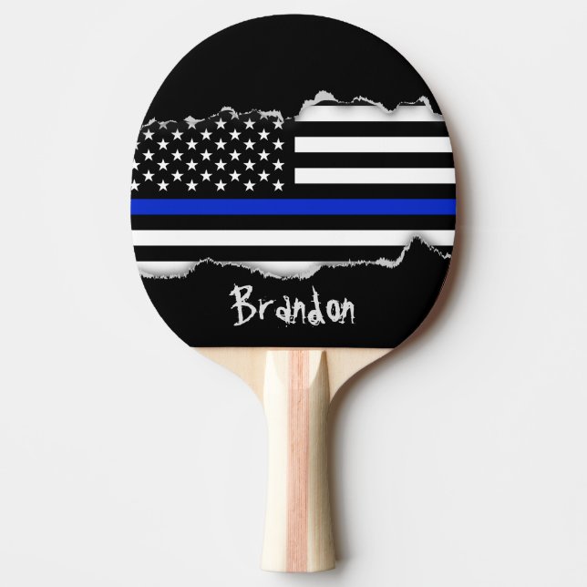 Thin Blue Line American Flag Ping-Pong Paddle (Front)