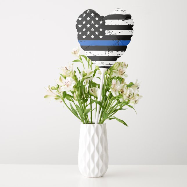 Thin Blue Line American Flag Police Balloon (Vase)