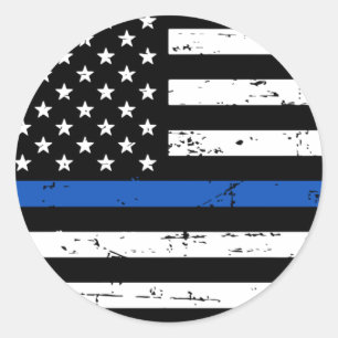 Thin Blue Line American Flag Police Classic Round Classic Round Sticker