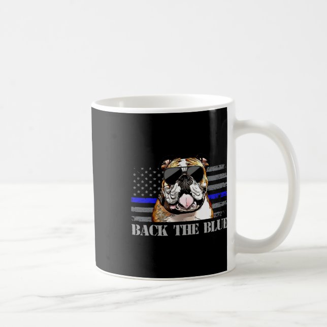 Thin Blue Line American Flag Police Dog  Coffee Mug (Right)
