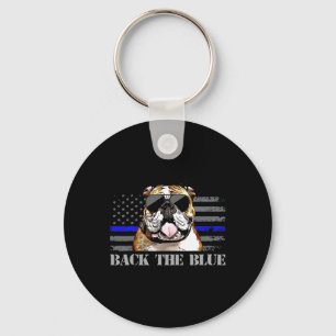 Thin Blue Line American Flag Police Dog Keychain