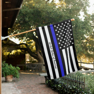 Thin Blue Line & American Flag police / House USA