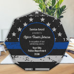 Thin Blue Line - American Flag - Police Officer Acrylic Award<br><div class="desc">Celebrate and show your appreciation to an outstanding Police Officer with this Thin Blue Line Award - American flag design in Police Flag colors , distressed design . Perfect for service awards and Police Retirement gifts . Personalize with name and year. COPYRIGHT © 2020 Judy Burrows, Black Dog Art -...</div>