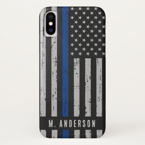 Thin Blue Line _ American Flag _ Police Officer iPhone X Case